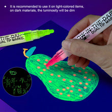 Load image into Gallery viewer, Double Headed Dual Color Glow in The Dark Pen Waterproof Non Fading Marking Pen Student DIY Color Painting Luminous Highlighter Pen