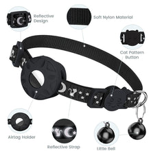 Load image into Gallery viewer, Adjustable Anti Loss Collar Reflective Star Moon Cat Dog Collar Airtag Pet Collar with Bell Cute Pet Cat Positioning Collar for Airtag Pet Collar