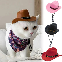 Load image into Gallery viewer, Cool Pet Dog Cowboy Hat Funny Costume Cosplay Hat Autumn Winter for Small Dogs Cats
