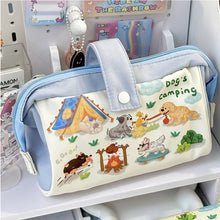 Load image into Gallery viewer, Simple Dogs Cats Large Capacity Pencil Bag Fresh Quilting Stationary Storage Bags For Girls Makeup Pouch Pencil Case
