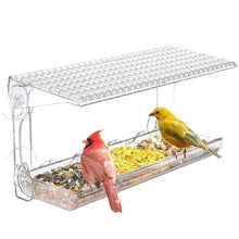 Load image into Gallery viewer, Large Suction Cups Wild Bird Feeder House Transparent Parrot Feed Tray Food Container For Small And Medium Parakeets