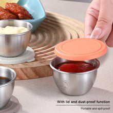 Load image into Gallery viewer, 1.69oz/50ml Reusable 304 Stainless Steel Salad Sauce Container with Lids Leakproof Camping Hiking Picnic Outdoor Sauce Dispenser