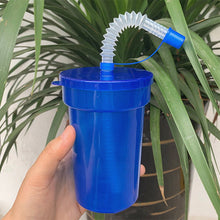 Load image into Gallery viewer, Rainbow Color Straw Cups Reusable Spill-Proof Drinking Cups with Lids and Straws for Birthday Party Xmas Juice Mug Water Bottle