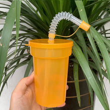 Load image into Gallery viewer, Rainbow Color Straw Cups Reusable Spill-Proof Drinking Cups with Lids and Straws for Birthday Party Xmas Juice Mug Water Bottle