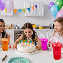 Load image into Gallery viewer, Rainbow Color Straw Cups Reusable Spill-Proof Drinking Cups with Lids and Straws for Birthday Party Xmas Juice Mug Water Bottle