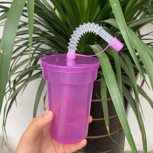 Load image into Gallery viewer, Rainbow Color Straw Cups Reusable Spill-Proof Drinking Cups with Lids and Straws for Birthday Party Xmas Juice Mug Water Bottle