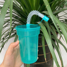 Load image into Gallery viewer, Rainbow Color Straw Cups Reusable Spill-Proof Drinking Cups with Lids and Straws for Birthday Party Xmas Juice Mug Water Bottle