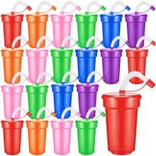 Load image into Gallery viewer, Rainbow Color Straw Cups Reusable Spill-Proof Drinking Cups with Lids and Straws for Birthday Party Xmas Juice Mug Water Bottle