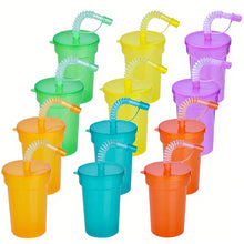 Load image into Gallery viewer, Rainbow Color Straw Cups Reusable Spill-Proof Drinking Cups with Lids and Straws for Birthday Party Xmas Juice Mug Water Bottle