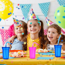 Load image into Gallery viewer, Rainbow Color Straw Cups Reusable Spill-Proof Drinking Cups with Lids and Straws for Birthday Party Xmas Juice Mug Water Bottle