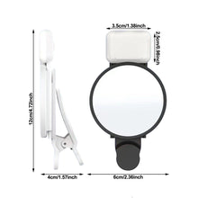 Load image into Gallery viewer, Universal Phone Camera Ring Mirror with Light Rear Camera Selfie Reflector Clip-on Makeup Light with Storage Pouch HD Reflection