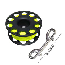 Load image into Gallery viewer, 30M Scuba Diving Spool Finger Reel SMB Hook Accessories with Stainless Steel Double End Hook Cave Tech Wreck Diving Finger Reel