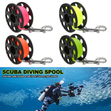 Load image into Gallery viewer, 30M Scuba Diving Spool Finger Reel SMB Hook Accessories with Stainless Steel Double End Hook Cave Tech Wreck Diving Finger Reel