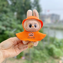 Load image into Gallery viewer, Halloween Pumpkin Cape +Broom Set For 17cm Labubu Doll Clothes Fashion Doll Pumpkin Cloak with Broom Dolls Accessories