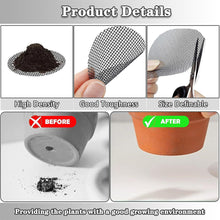 Load image into Gallery viewer, 50 Pieces Round Plant Pot Drainage Mesh Mat Reusable Bottom Grid for Flower Pots Prevents Root Rot Gardening Supplies