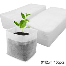 Load image into Gallery viewer, 100Pcs Biodegradable Plant Grow Bags Non-Woven Nursery Pots for Seed Starting Home Garden Accessories Tools