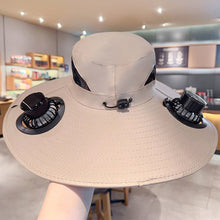 Load image into Gallery viewer, Outdoor Large Brim Bucket Hat With Fan Solar And USB Dual Power Supply UV-Resistant Mountain Climbing And Fishing Sunhat
