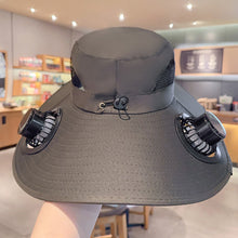Load image into Gallery viewer, Outdoor Large Brim Bucket Hat With Fan Solar And USB Dual Power Supply UV-Resistant Mountain Climbing And Fishing Sunhat