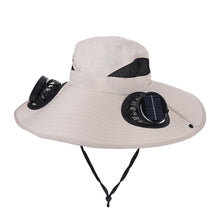 Load image into Gallery viewer, Outdoor Large Brim Bucket Hat With Fan Solar And USB Dual Power Supply UV-Resistant Mountain Climbing And Fishing Sunhat
