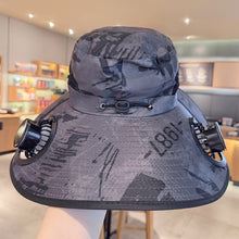 Load image into Gallery viewer, Outdoor Large Brim Bucket Hat With Fan Solar And USB Dual Power Supply UV-Resistant Mountain Climbing And Fishing Sunhat