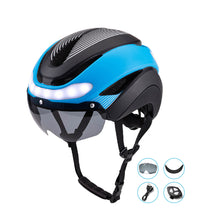 Load image into Gallery viewer, Adult Cycling Bike Helmets Magnetic Goggles Visor with Rechargeable LED Light Night Breathable Helmet Safety for MTB Bicycle Helmet