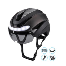 Load image into Gallery viewer, Adult Cycling Bike Helmets Magnetic Goggles Visor with Rechargeable LED Light Night Breathable Helmet Safety for MTB Bicycle Helmet