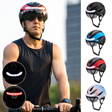 Load image into Gallery viewer, Adult Cycling Bike Helmets Magnetic Goggles Visor with Rechargeable LED Light Night Breathable Helmet Safety for MTB Bicycle Helmet