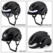 Load image into Gallery viewer, Adult Cycling Bike Helmets Magnetic Goggles Visor with Rechargeable LED Light Night Breathable Helmet Safety for MTB Bicycle Helmet
