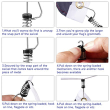 Load image into Gallery viewer, 1PC 316 Stainless Steel Marine Flagpole Clamp Fishing Flag Spring Clips For Halyards Outrigger Lines Antennas Stern Lights Flagpole Rope