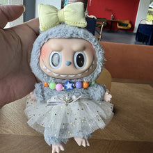 Load image into Gallery viewer, For 17cm Labubu Necklace Bow Doll Children Dress Headwear Overalls T-shirt Sweater Hat Set Cartoon Messenger Bag