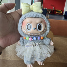 Load image into Gallery viewer, For 17cm Labubu Necklace Bow Doll Children Dress Headwear Overalls T-shirt Sweater Hat Set Cartoon Messenger Bag