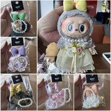 Load image into Gallery viewer, For 17cm Labubu Necklace Bow Doll Children Dress Headwear Overalls T-shirt Sweater Hat Set Cartoon Messenger Bag