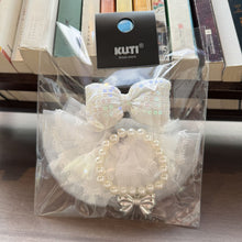 Load image into Gallery viewer, For 17cm Labubu Plush Cloth Doll Clothes Pearl Bow Necklace Lace Skirt Doll Dress Hat Set Cartoon Messenger Bag
