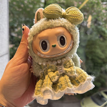 Load image into Gallery viewer, For 17cm Labubu Clothes Doll Dress Up Small Skirt Keychain Doll Dress Up Replace Bow Pearl Dress Cute Clothing Set