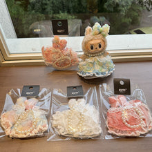 Load image into Gallery viewer, For 17cm Labubu Clothes Keychain Pendant Bow Accessory Canvas Colorful Wedding Dress Doll Clothing Dress Set Doll Cloth Set