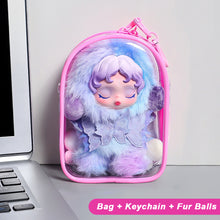 Load image into Gallery viewer, For 17cm Labubu V2 V3 15cm Cotton Doll Skull Panda Outfit Crossbody Pain Bag PVC Storage Bag Dolls Display Bag