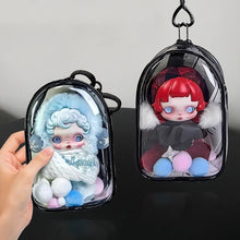 Load image into Gallery viewer, For 17cm Labubu V2 V3 15cm Cotton Doll Skull Panda Outfit Crossbody Pain Bag PVC Storage Bag Dolls Display Bag