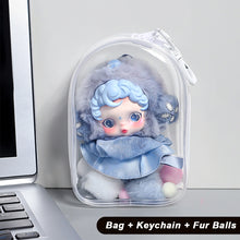 Load image into Gallery viewer, For 17cm Labubu V2 V3 15cm Cotton Doll Skull Panda Outfit Crossbody Pain Bag PVC Storage Bag Dolls Display Bag