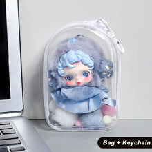 Load image into Gallery viewer, For 17cm Labubu V2 V3 15cm Cotton Doll Skull Panda Outfit Crossbody Pain Bag PVC Storage Bag Dolls Display Bag