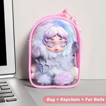 Load image into Gallery viewer, For 17cm Labubu V2 V3 15cm Cotton Doll Skull Panda Outfit Crossbody Pain Bag PVC Storage Bag Dolls Display Bag