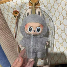 Load image into Gallery viewer, 1Pc For 17cm Labubu Mystery Box Storage Case Ornaments Organizer Box Plush Dolls Display Bag With Silicone Keychain