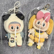 Load image into Gallery viewer, 1Pc For 17cm Labubu Mystery Box Storage Case Ornaments Organizer Box Plush Dolls Display Bag With Silicone Keychain