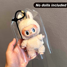 Load image into Gallery viewer, 1Pc For 17cm Labubu Mystery Box Storage Case Ornaments Organizer Box Plush Dolls Display Bag With Silicone Keychain