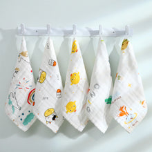Load image into Gallery viewer, 25*25cm Cotton Muslin Squares Baby Washcloths 6-Layer Gauze Drooling Bibs Multipurpose Gentle Wipes Baby Essential Gift