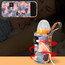 Load image into Gallery viewer, USB-Powered Baby Bottle Warmer Portable Bottle 3-Temperature Breast Milk Heating Cover Camouflage Design Universal Outdoor Baby Bottle Heater