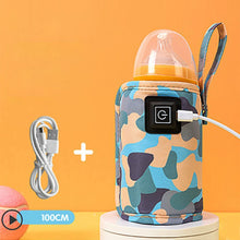 Load image into Gallery viewer, USB-Powered Baby Bottle Warmer Portable Bottle 3-Temperature Breast Milk Heating Cover Camouflage Design Universal Outdoor Baby Bottle Heater