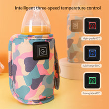 Load image into Gallery viewer, USB-Powered Baby Bottle Warmer Portable Bottle 3-Temperature Breast Milk Heating Cover Camouflage Design Universal Outdoor Baby Bottle Heater