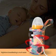 Load image into Gallery viewer, USB-Powered Baby Bottle Warmer Portable Bottle 3-Temperature Breast Milk Heating Cover Camouflage Design Universal Outdoor Baby Bottle Heater