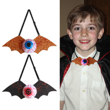 Load image into Gallery viewer, Halloween Eyeball Glow Tie Spooky Light Up Bat Shape Creepy Halloween Dance Party Decor Glow Eyeball Necktie Kids/Adults Halloween Accessory