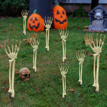 Load image into Gallery viewer, Halloween Realistic Skeleton Hand Ground Stake Light Up Foldable Reusable Halloween Bone Prop Cemetery Skeleton Hand Yard Decoration